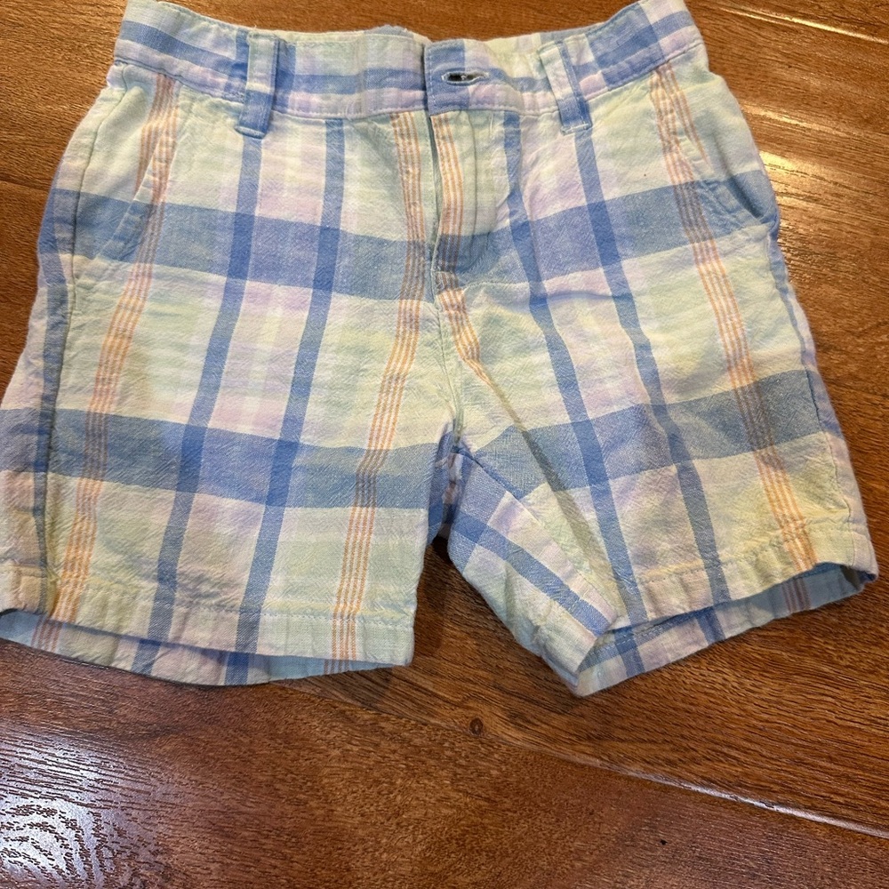 Janie and Jack Blue and Tan Plaid kid Shorts